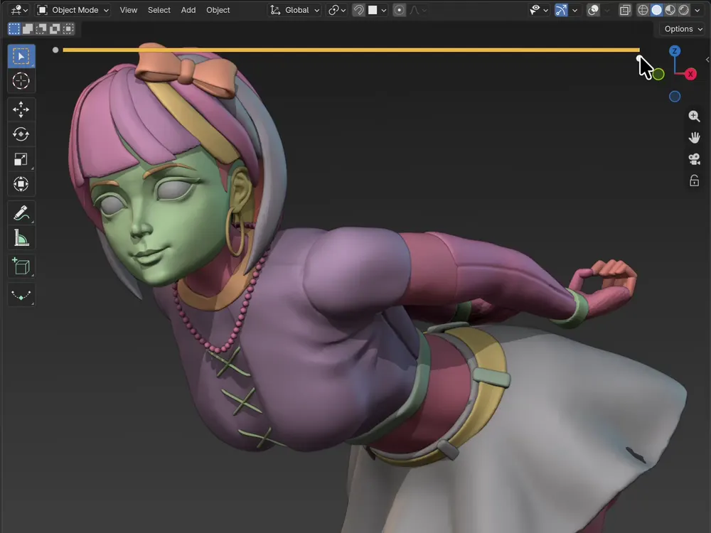A Blender sculpt progressing from a base sphere to a finished character